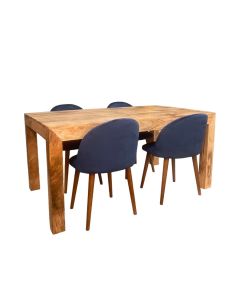 Light Mango Wood 160cm DIning Table & 4 Zena Dining Chairs