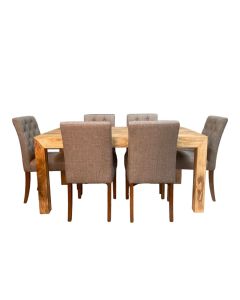 Light Dakota 160cm Dining Table & 6 Milan Fabric Dining Chairs