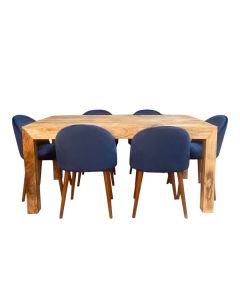 Light Dakota 160cm Dining Table & 6 Zena Dining Chairs