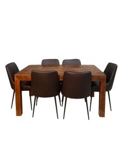 Dakota 160cm Dining Table & 6 Henley Faux Leather Dining Chairs