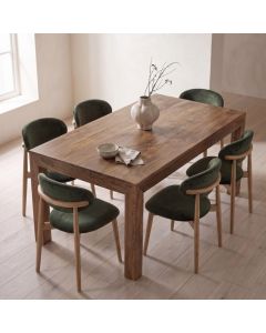 Oak Stain Dakota Mango Wood 180cm Dining Table & 6 Scandi Chairs