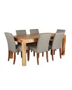 Light Mango Wood 180cm Dining Table & 6 Milan Buton Chairs