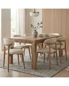 Light Mango 180cm Dining Table & 6 Scandi Mango Chairs (5 Colours)