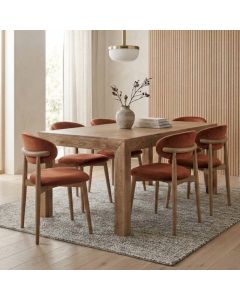 Light Dakota 180cm Dining Table & 6 Scandi Mango Chairs (5 Colours)