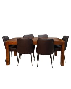 Dakota 180cm Dining Table & 6 Henley Faux Leather Dining Chairs