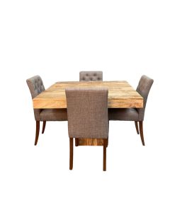 Light Dakota 120cm Cube Dining Table & 4 Milan Button Dining Chairs
