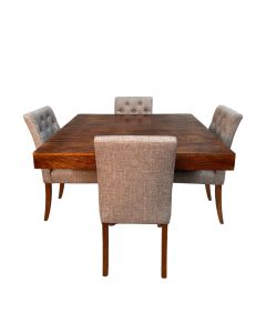 Dakota 120cm Cube Dining Table & 4 Milan Button Dining Chairs