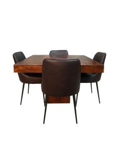 Dakota 120cm Cube Dining Table & 4 Henley Faux Leather Dining Chairs