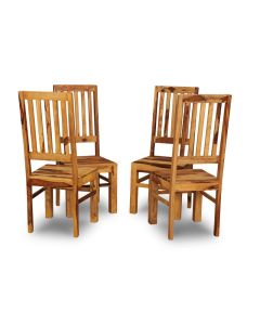 Set of 4 Jali Light Slatted Dining Chairs