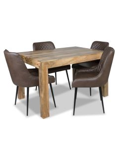 Light Dakota 120cm Dining Table & 4 Henley Faux Leather Chairs