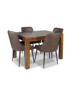 Dakota 120cm Dining Table & 4 Henley Faux Leather Chairs