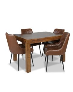 Dakota 120cm Dining Table & 4 Henley Faux Leather Chairs