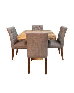 Light Dakota 90cm Cube Dining Table & 4 Milan Button Dining Chairs