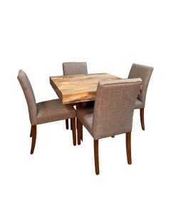 Light Mango Wood 90cm Cube Dining Table & 4 Milan Dining Chairs