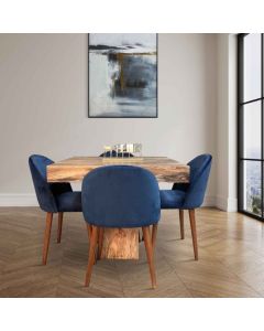 Light Mango Wood 90cm Cube Dining Table & 4 Zena Dining Chairs