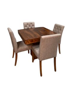 Dakota 90cm Cube Dining Table & 4 Milan Button Dining Chairs