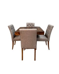 Dakota 90cm Cube Dining Table & 4 MIlan Button Dining Chair