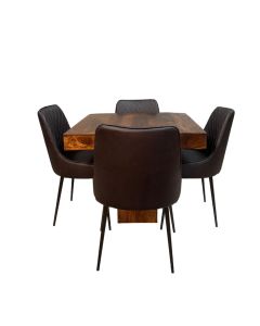 Dakota 90cm Cube Dining Table & 4 Henley Faux Leather Dining Chairs