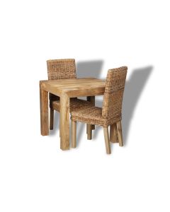 Light Dakota 80cm Dining Table & 2 Rattan Chairs : Havana