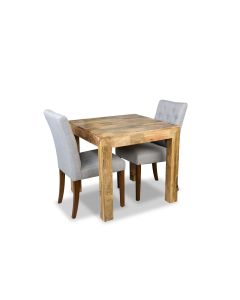 Light Dakota 80cm Dining Table & 2 Milan Button Fabric Chair