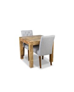 Mango Light 80cm Dining Table & 2 Milan Button Fabric Chair