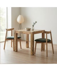 Mango Light Wood 80CM Table & 2 Japandi Chairs (3 Colours)
