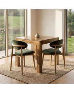 Light Mango Wood 80CM Table & 2 Scandi Chairs (5 Colours)