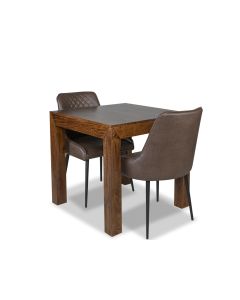 Dakota 80cm Dining Table & 2 Faux Leather Chairs