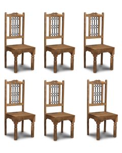Set of 6 Natural Jali Dining Chairs