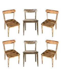 Set of 6 Light Vintage Mango Dining Chairs