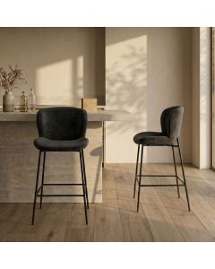 Charcoal Grey Velvet Bar Stool - Due 17th July 
