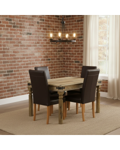 J40LS&4ALS - Small Jali Mango Light Dining Table and 4 Barcelona Chairs