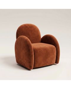 Rust Orange Velvet Easy Swivel Chair - In Stock