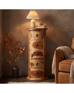 Jali Sheesham - 32cm 5 Drawer Slim Drum - Light - In Stock