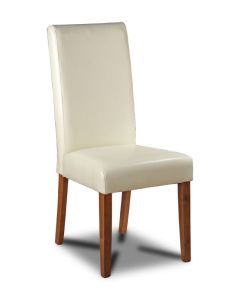 Ex Display Cream Barcelona Leather Dining Chair - Dark Leg (T554) - One Available