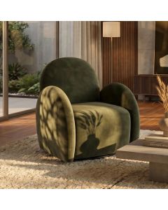 Green Velvet Easy Swivel Chair - In stock