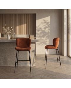 Rust Orange Velvet Bar Stool - Due 17th July 