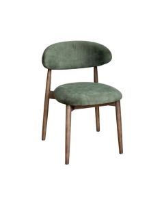 Ex-Display Set of 4 Scandi Green Velvet Dining Chair - Dark Leg