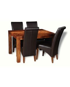 Small Cube Dining Table & 4 Rollback Chairs