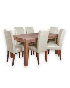 Cube Natural 180cm Dining Table & 6 Barcelona Chairs