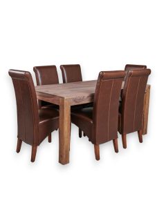Cube Natural 180cm Dining Table & 6 Rollback Chairs