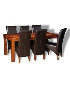 Large Cube Dining Table & 6 Rollback Dining Chairs