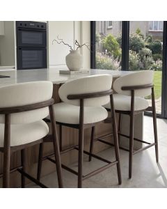 Scandi Cream Boucle Oak Bar Stool - In Stock 
