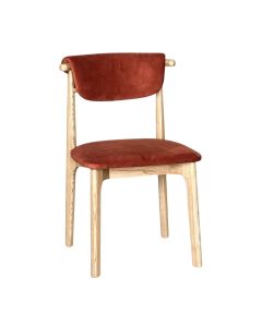Cebu Rust Orange Velvet Oak Dining Chair (Light Legs) - Due 14th December