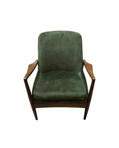 Green Velvet Oak Wood Armchair - Three Available