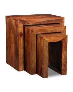 Cube Sheesham - Nest of Tables - In Stock-Honey