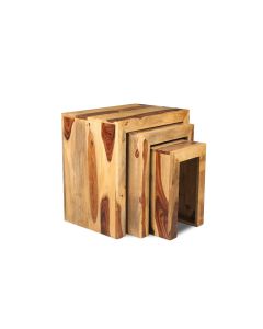 Cube Sheesham - Nest of Tables - In Stock-Light