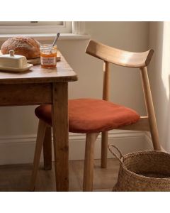 Japandi Rust Orange Velvet Oak Dining Chair