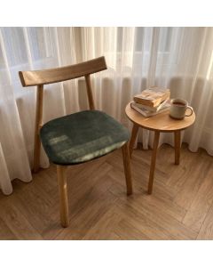 Japandi Green Velvet Oak Dining Chair