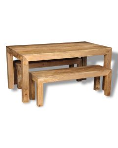 Light Dakota 160cm Dining Table & 2 Medium Benches